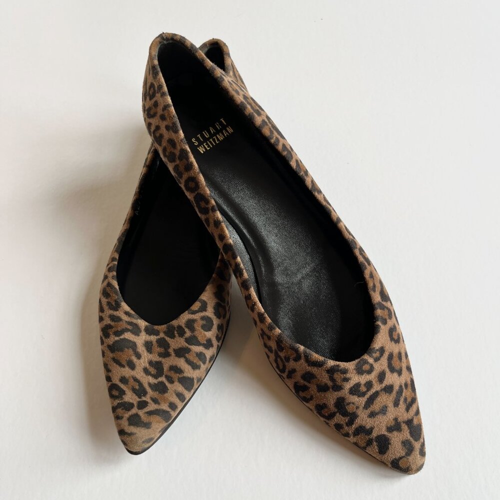 Stuart Weitzman Leopard Suede Pointed-Toe Flat